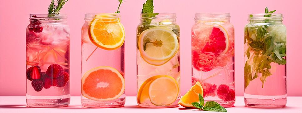 bicchieri di acqua detox con frutta